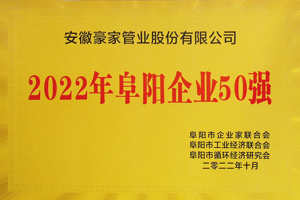 2022年阜陽企業50強